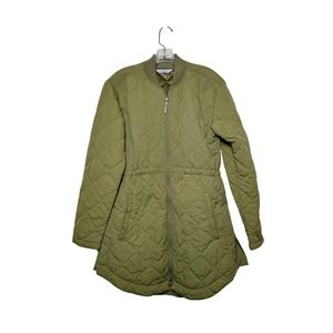 Alpine Design Women's Quilted Olive Green Longline Nylon‎ Bomber Jacket Small